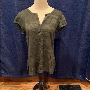 Sanctuary Olive Camouflage Short Sleeve Top